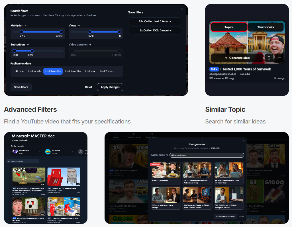 1of10 AI platform dashboard showing content idea generation.
