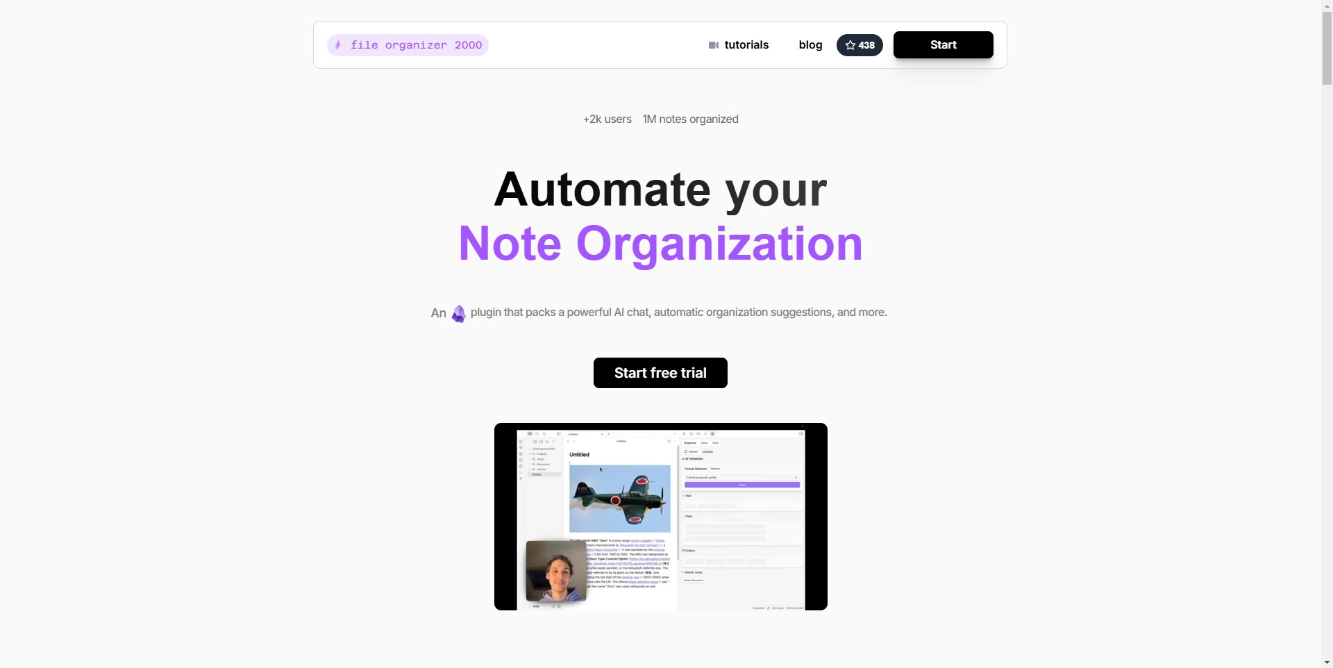 File Organizer 2000 AI plugin for automatic note organization in Obsidian