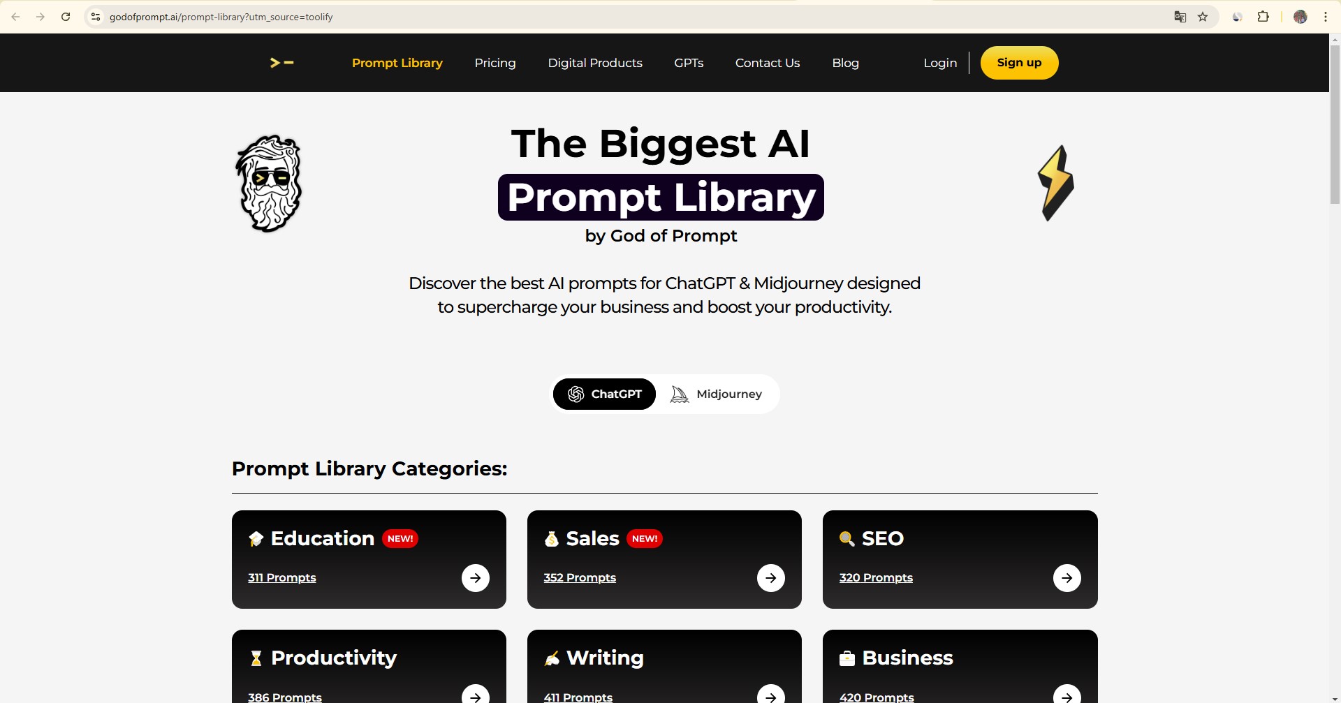 Logo of God of Prompt showcasing AI-driven prompts for business growth