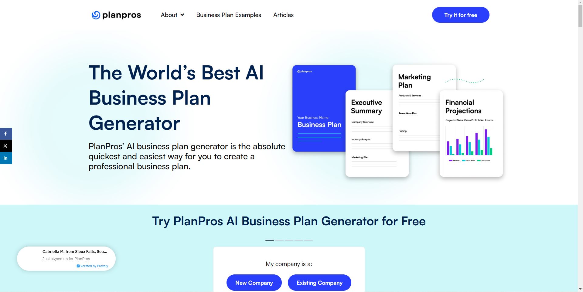 Create a professional business plan quickly with PlanPros AI business plan generator