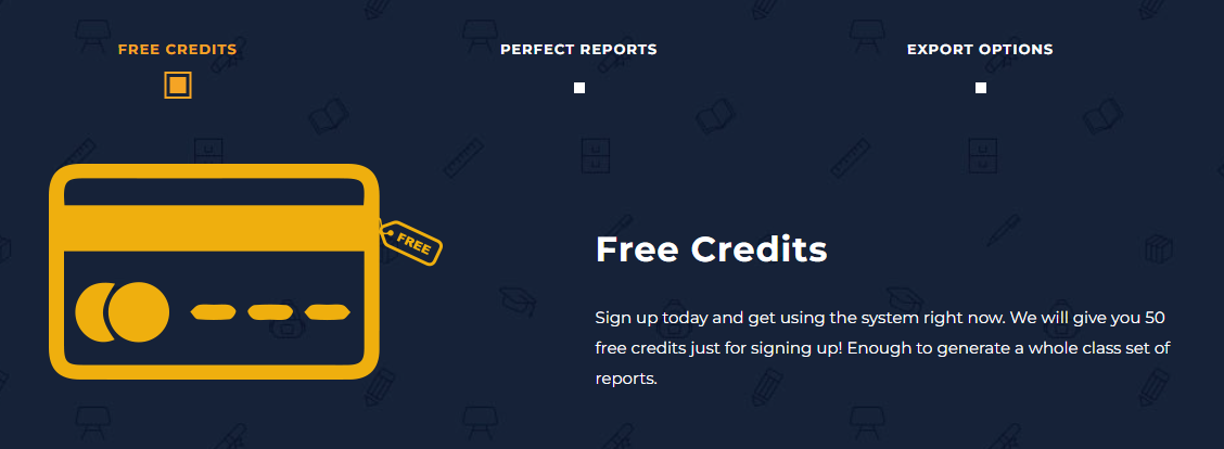 The main interface of Teachers Report Writer showing AI-powered student report generation features