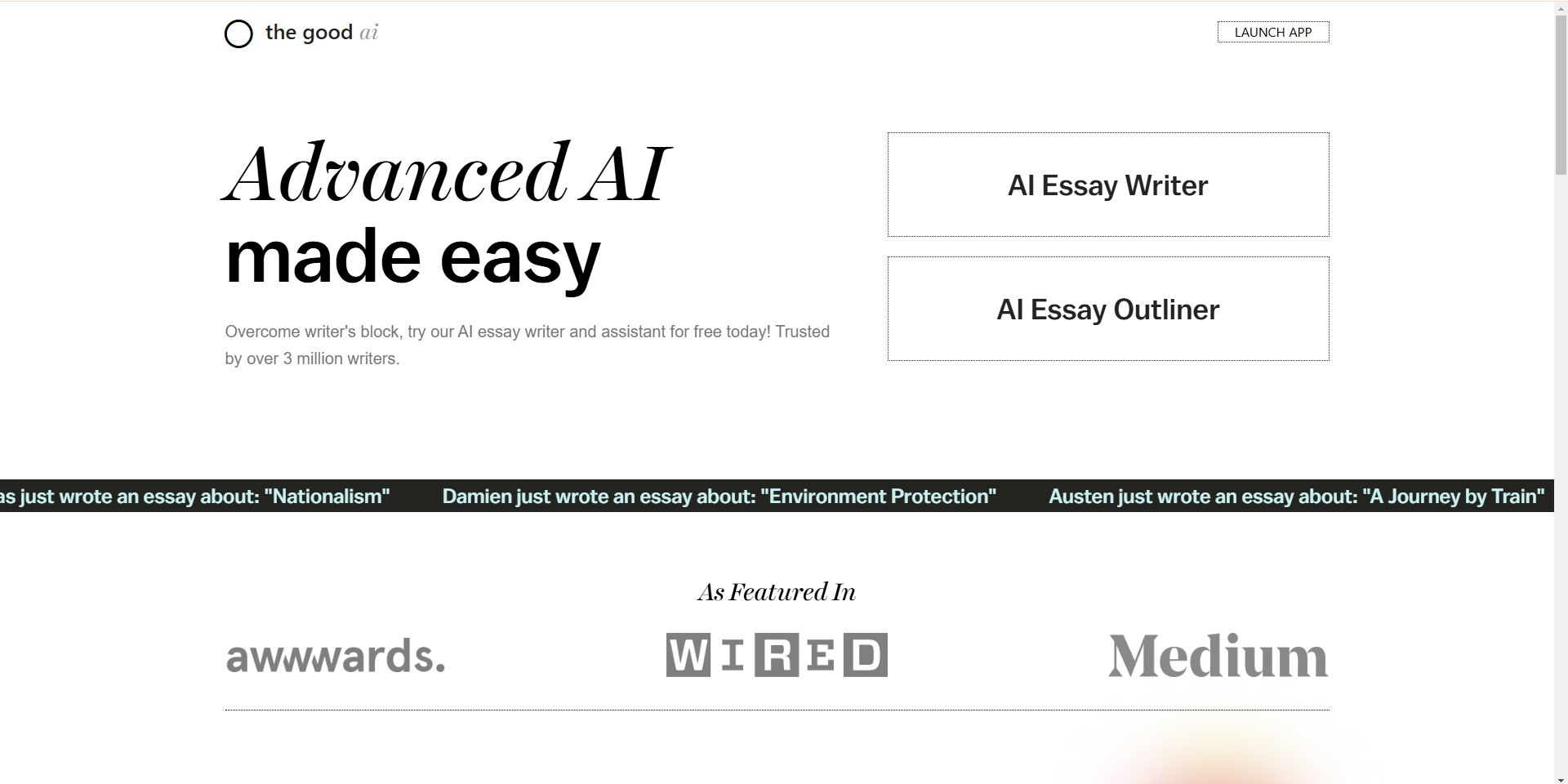 AI-powered essay writing tool - The Good AI