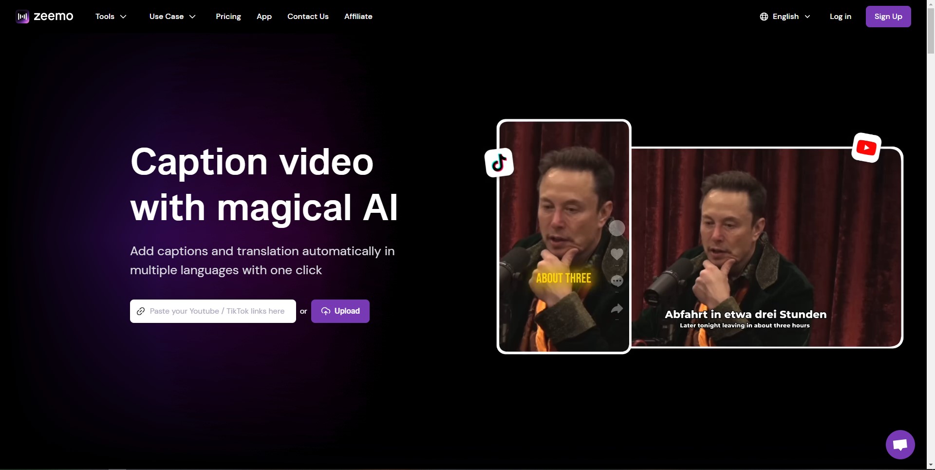 User interacting with Zeemo AI for video captioning