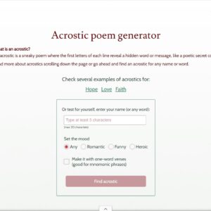 Digital screen displaying an acrostic poem being generated by Acrostic AI, with creative text elements.