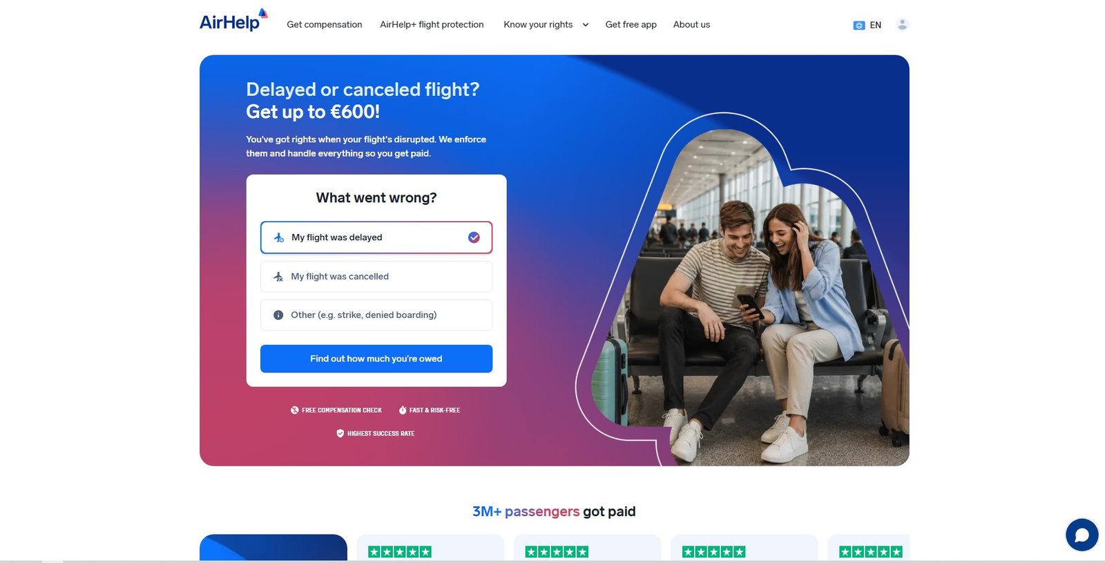 AirHelp logo, a global platform for flight compensation claims.