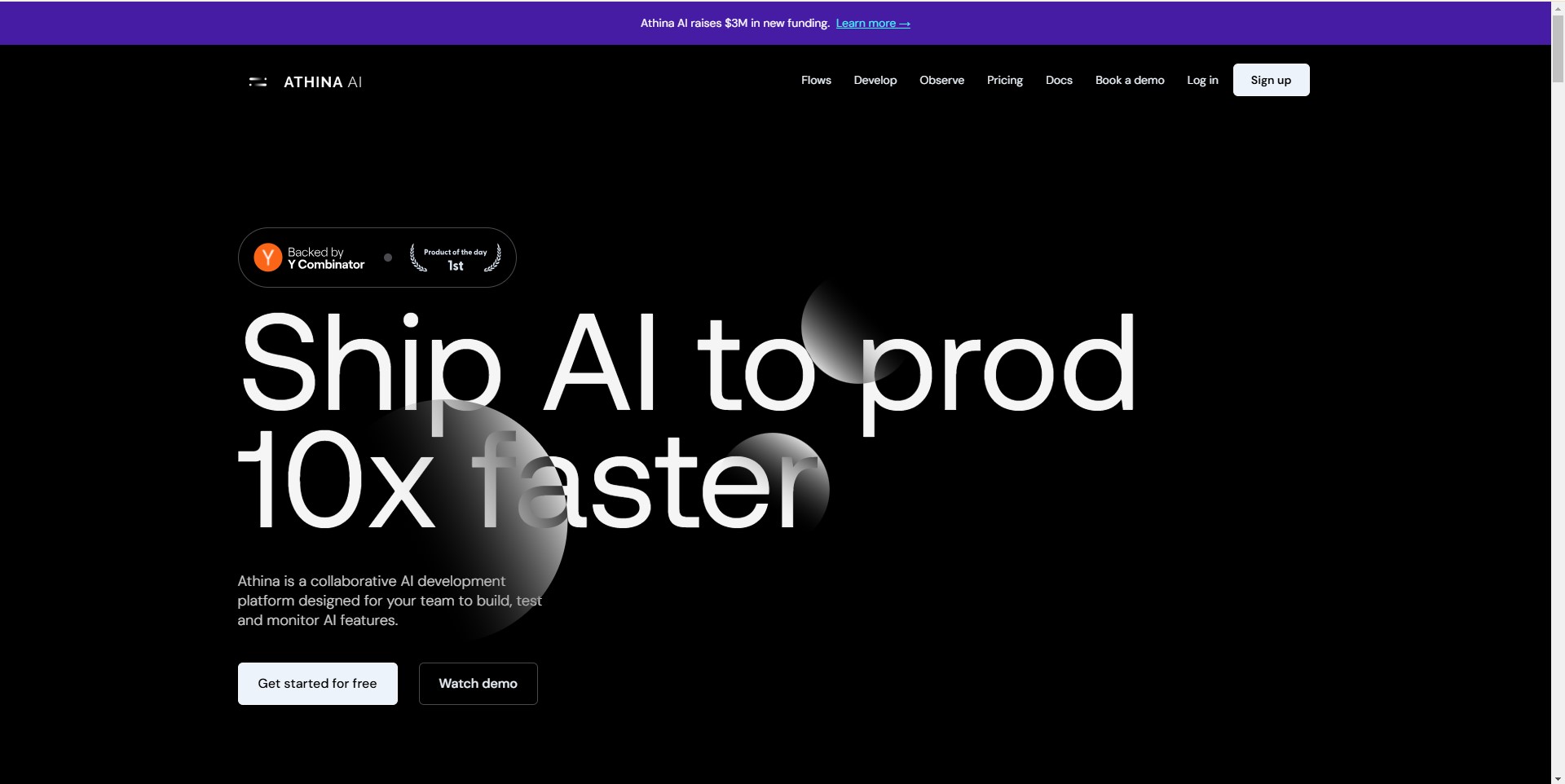 Athina AI dashboard showcasing AI development and monitoring features.