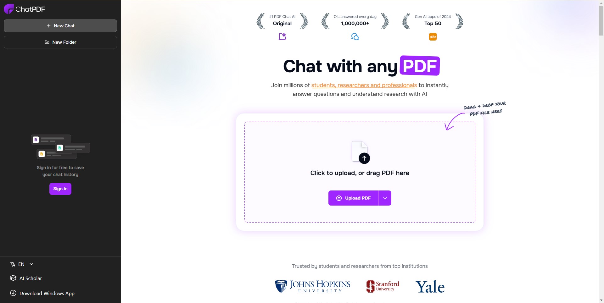 ChatPDF: AI-powered tool for chatting with PDFs and extracting information