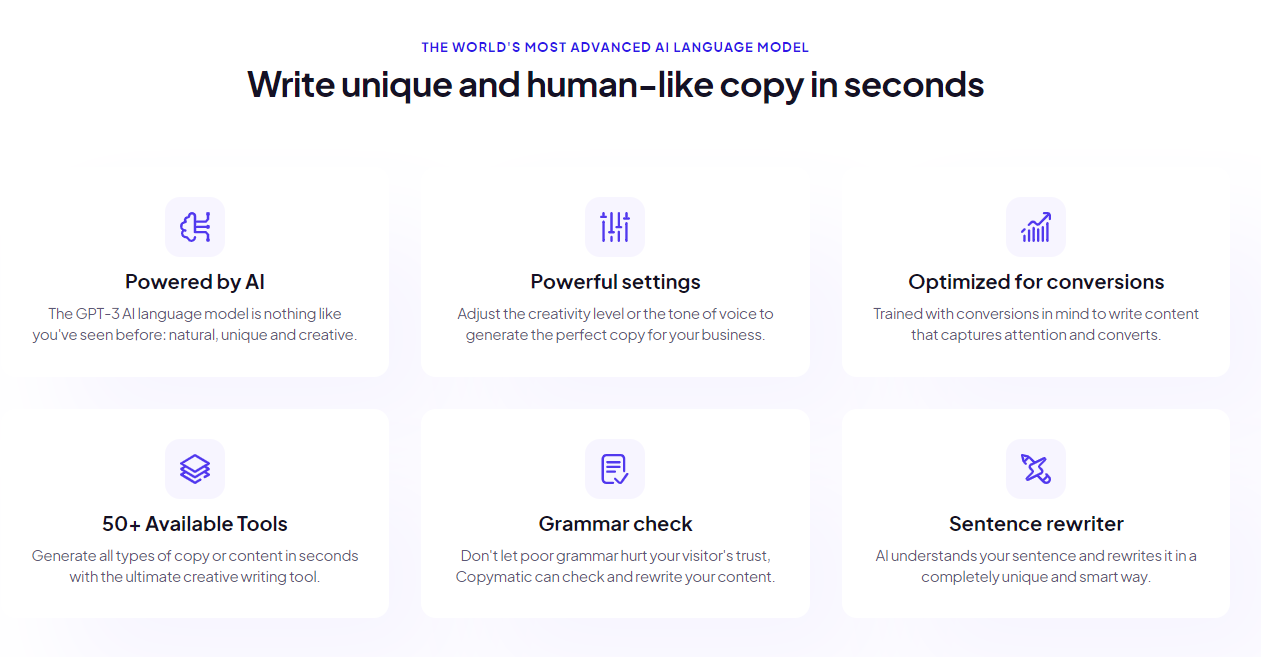 Copymatic AI interface showing content generation for a blog post