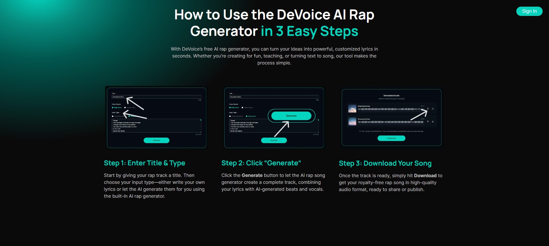 DeVoice AI interface showing vocal separation in progress