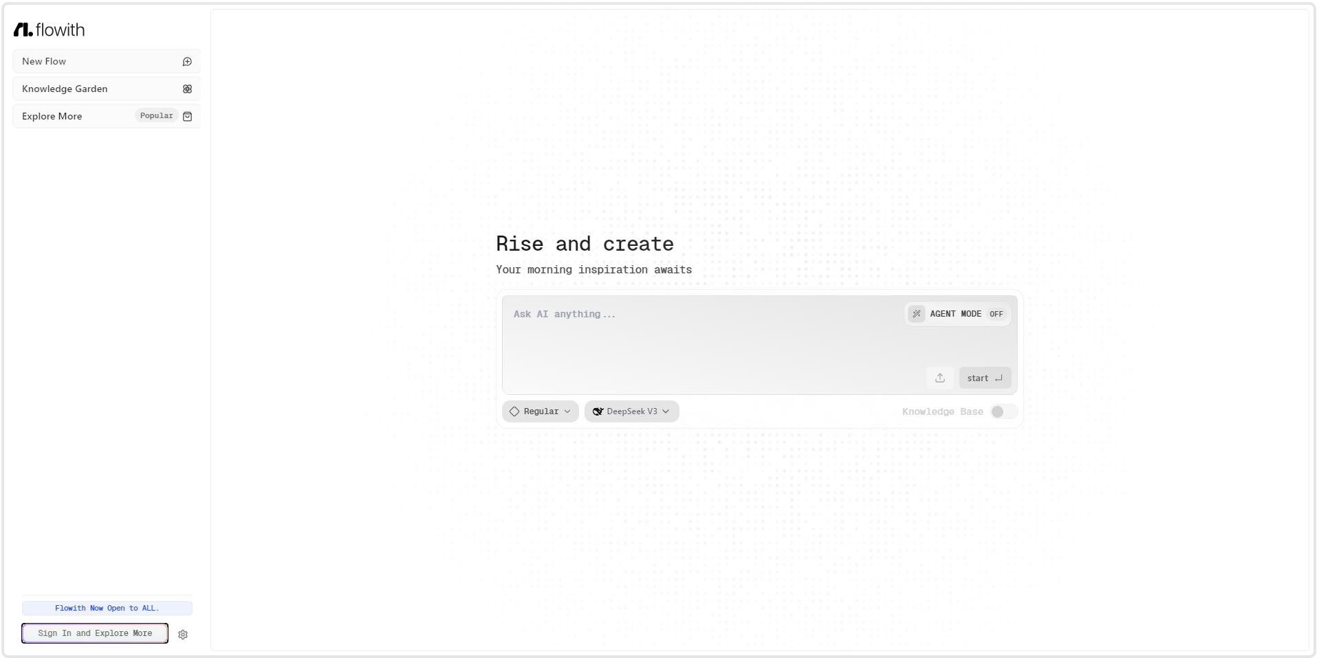 Kept under 125 characters for accessibility, describing the image’s content and purpose while including "Flowith AI" for SEO. It’s clear for screen readers and search engines, focusing on the platform’s interface and invitation code feature.