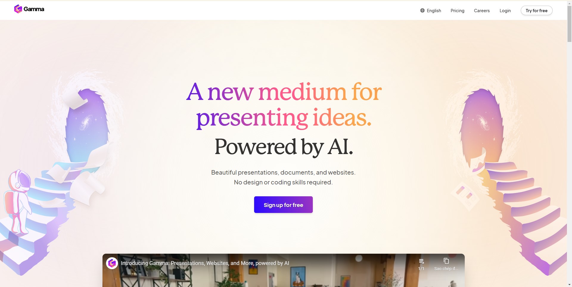 Gamma AI tool simplifying content creation for stunning presentations, websites, and documents