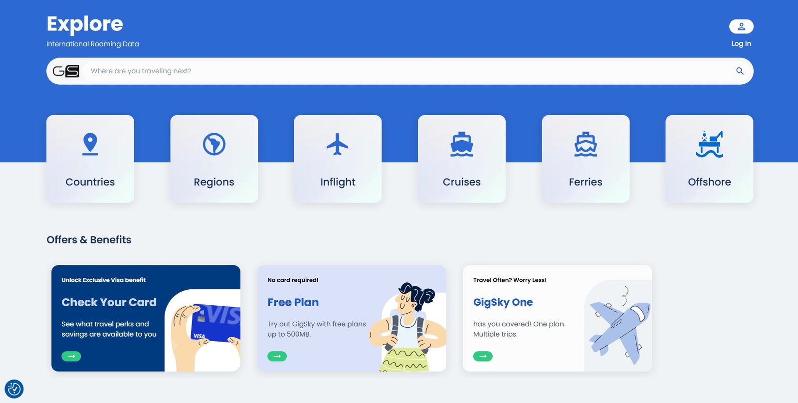 GigSky offers international digital eSIM plans for travelers in 190+ countries and cruise lines.