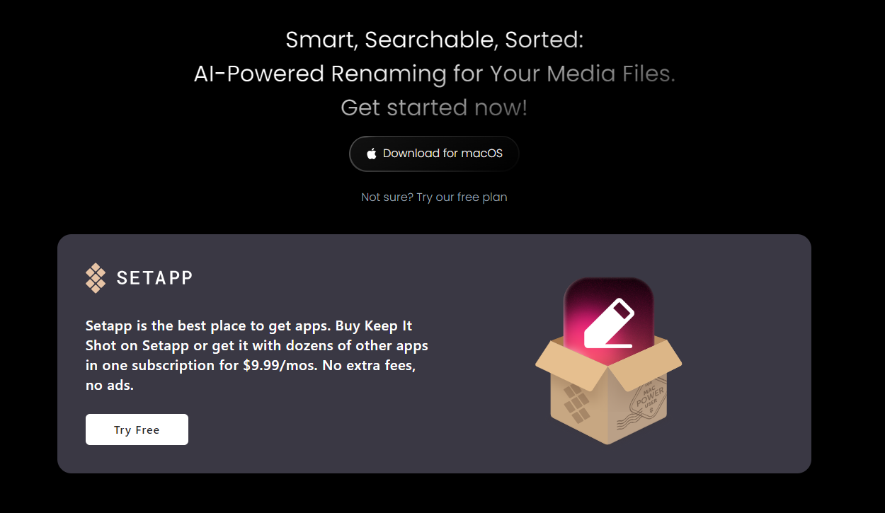 Keep It Shot AI app icon on a Mac screen.