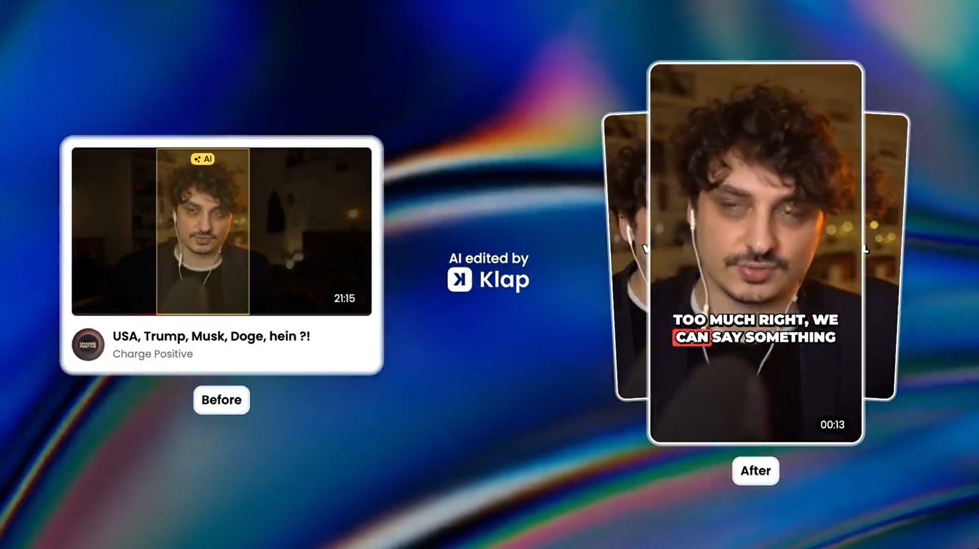 Klap AI generating dynamic captions for a short video clip.