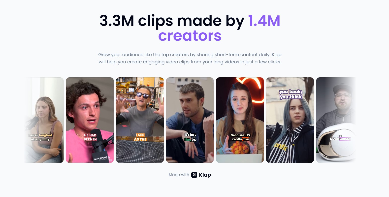 Klap App editor customizing a short video for social media.