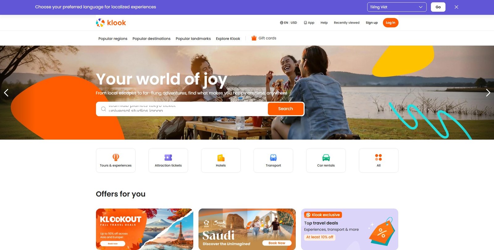 Klook logo, an online platform for booking travel activities, tours, tickets, and transportation