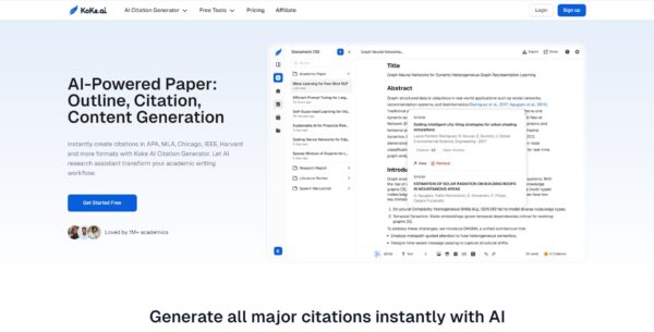 Koke AI logo, an essential tool for instant academic citation and paper drafting.