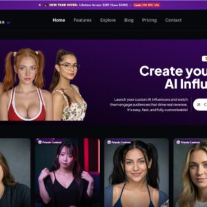 Dashboard of Make Influencer AI Review showing multiple virtual influencer personas and customization settings.