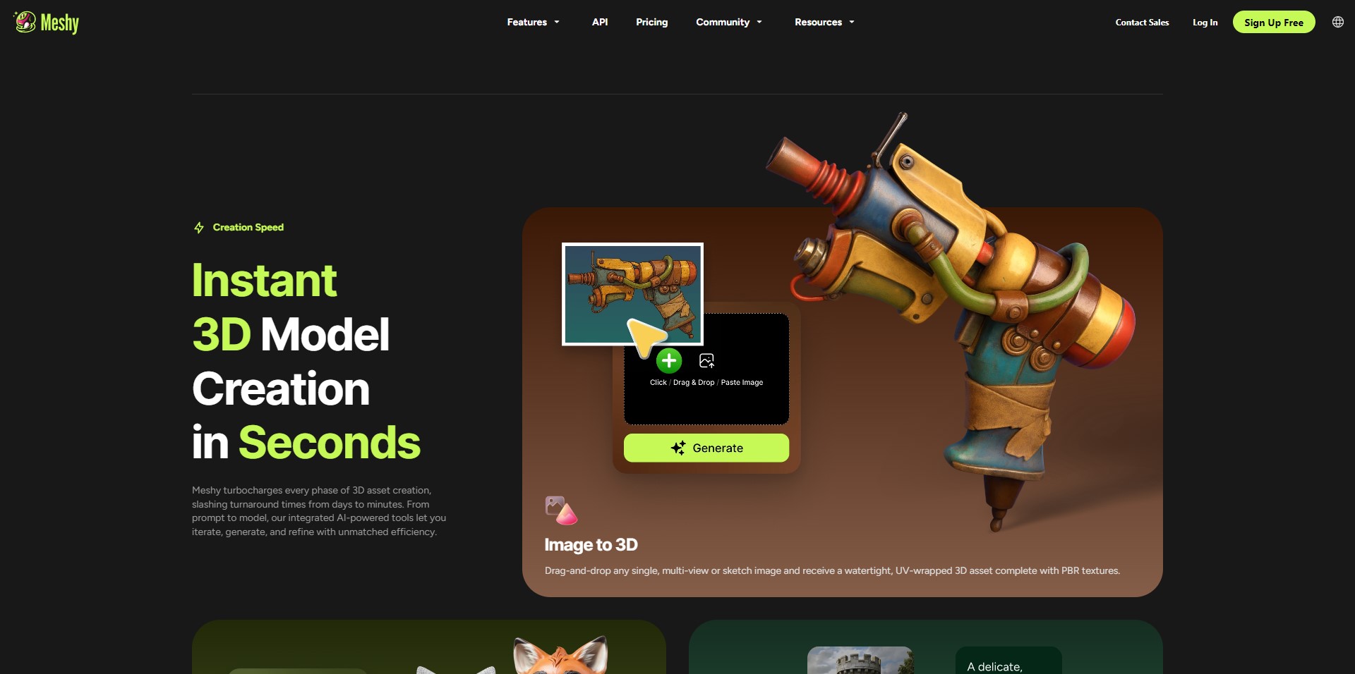 a 3D model of a retro sci-fi toaster with brushed aluminum, generated by the Meshy AI tool, showcasing its text-to-3D capabilities for a Meshy AI Review.