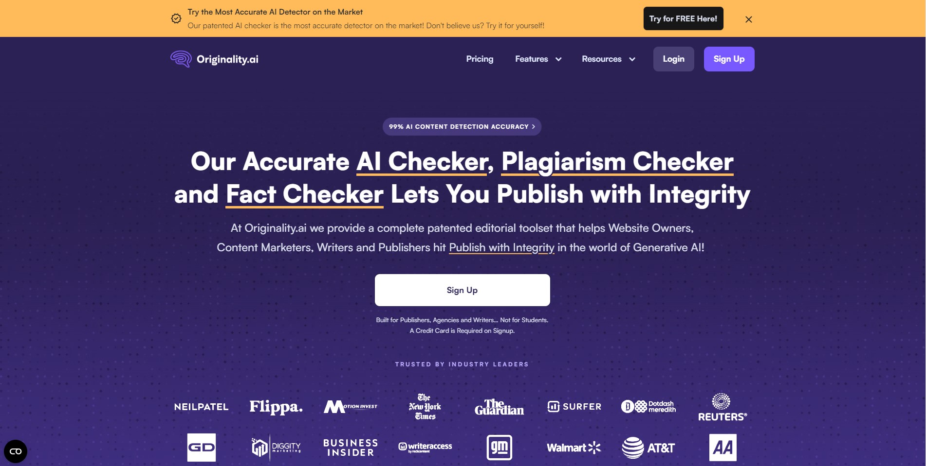 Originality AI Plagiarism Checker dashboard showing paraphrase detection and site scan