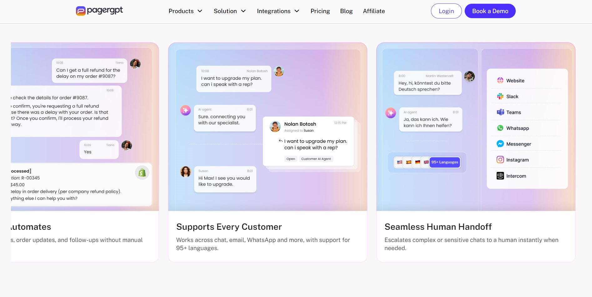 Security certifications and software integrations section for the PagerGPT AI Review.