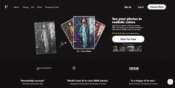 A visual guide from a Palette AI review showing the simple 3-step process: Upload photo, Pick a filter, and Download or edit.