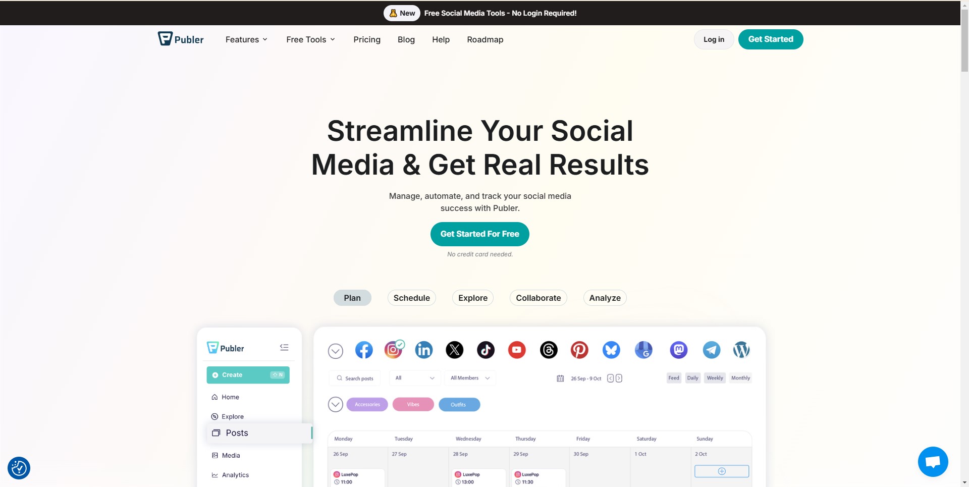 Publer social media management platform for scheduling and analyzing posts