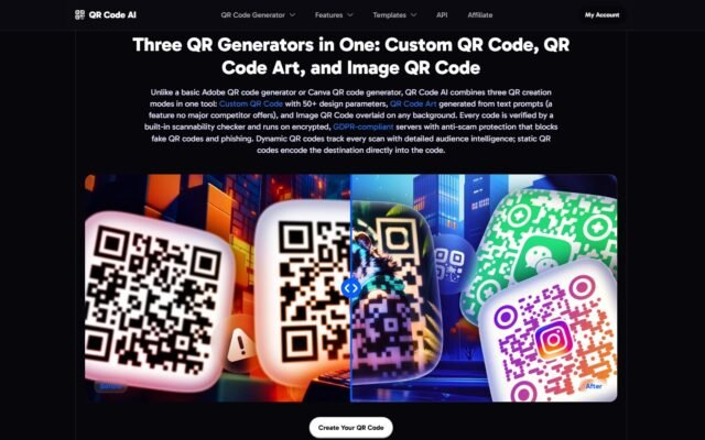 A creative QR Code AI generated to blend seamlessly into a custom artistic brand design