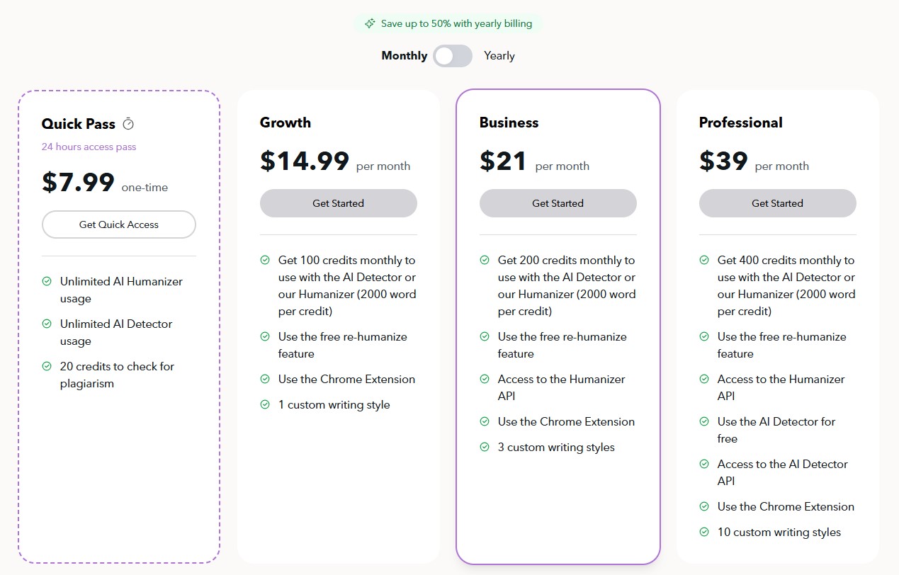 Rephrasy pricing plans: Choose the best plan to humanize AI text and bypass AI detection