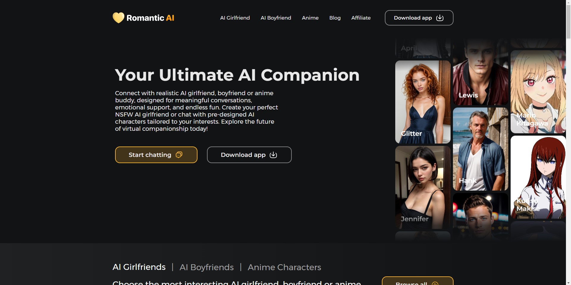 Romantic AI girlfriend providing virtual companionship