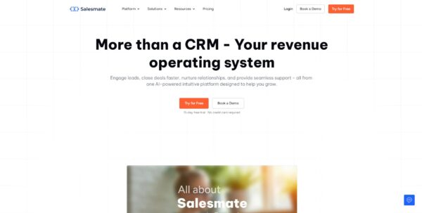 A screenshot of the intuitive Salesmate io CRM dashboard, showing a unified view of sales pipelines, marketing campaigns, and customer support metrics.