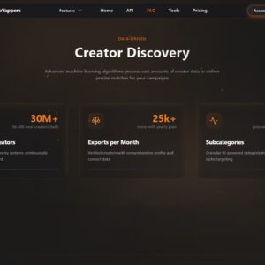 Dashboard of topYappers ai review showing 30M plus creator database and analytics.