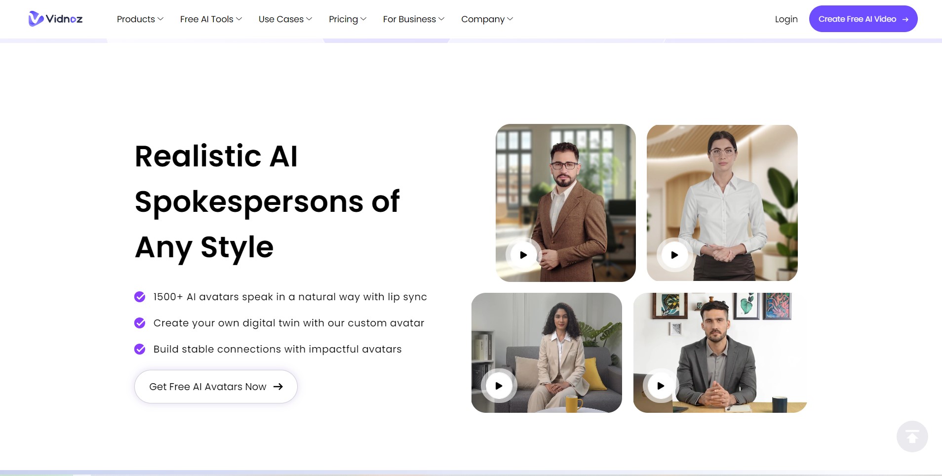 Vidnoz AI Review showing a user creating a professional explainer video with an AI avatar.