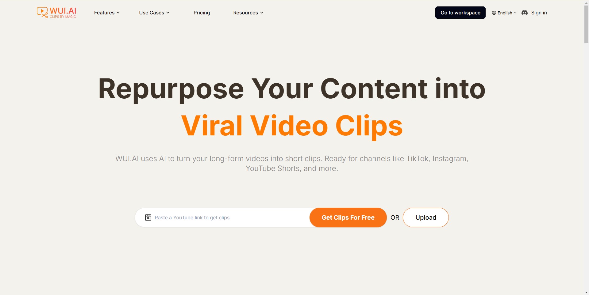 Transform long-form videos into short clips with WUI AI