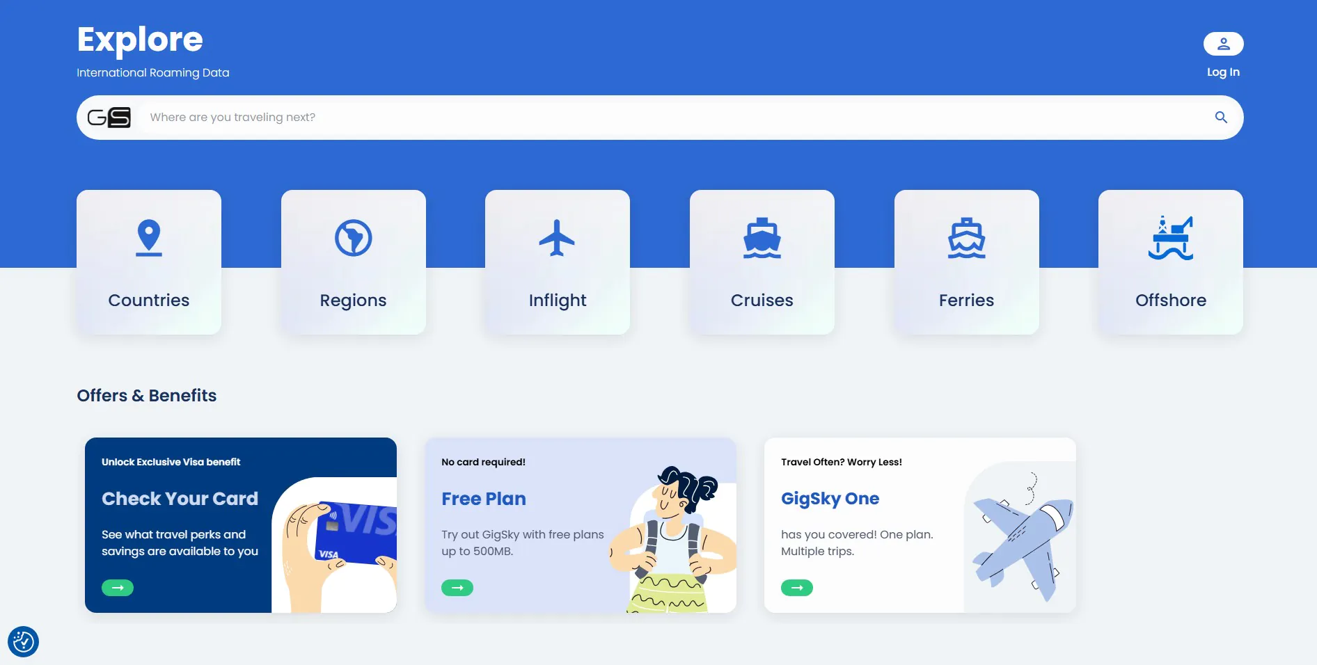 GigSky offers international digital eSIM plans for travelers in 190+ countries and cruise lines.