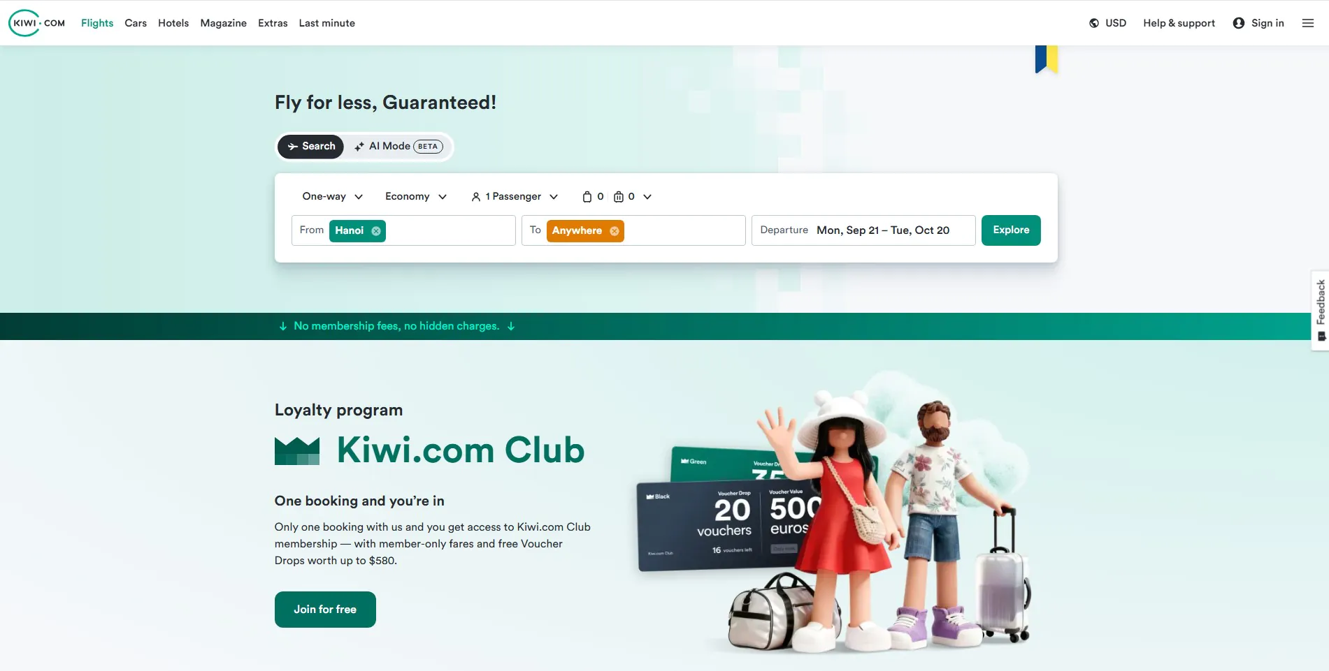 Kiwi.com logo on a white background, representing the travel booking platform.